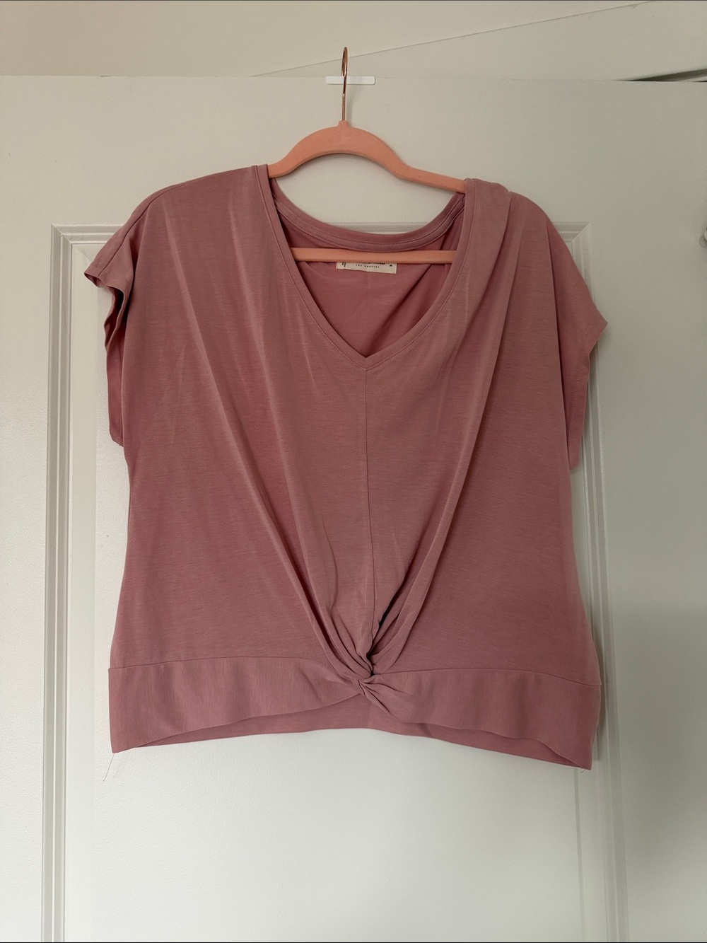 Lucky Brand Dusty Rose V-Neck Knot Front Tee